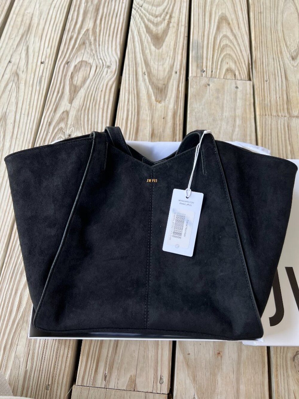 JW PEI Women's Kiana Tote Bag Black Faux Suede NWT - Picture 2 of 11